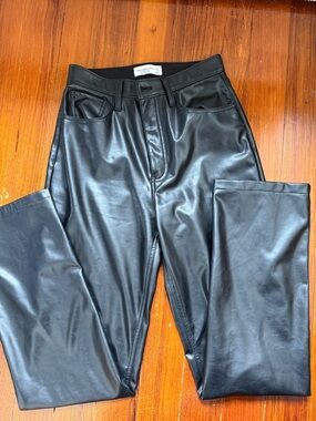 Abercrombie & Fitch Black Faux Leather Straight Leg Pants